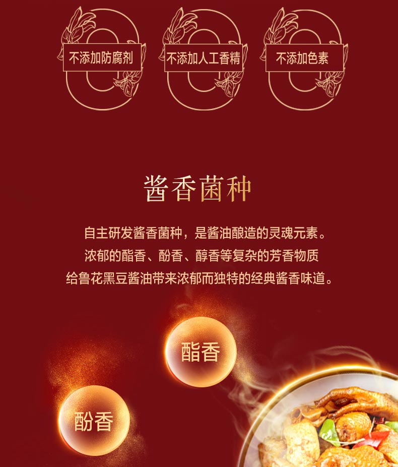 鲁花调味品 零添加 炒菜家用 全黑豆生抽1L