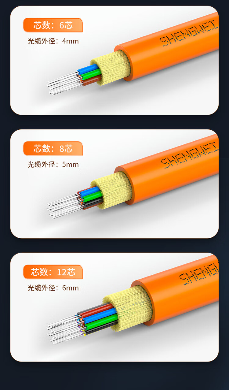 胜为（shengwei）12芯多模室内网线光纤线50/125 GJFJV/GJFJH低烟无卤束状软光缆 1000米BGJV121M