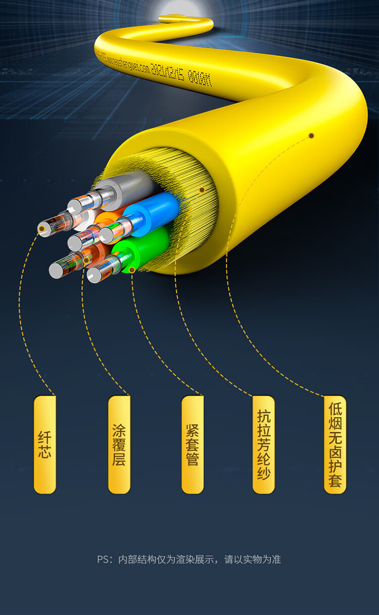 胜为（shengwei）12芯单模室内网线光纤线9/125 GJFJV/GJFJH低烟无卤束状软光缆 1000米BGJV121S