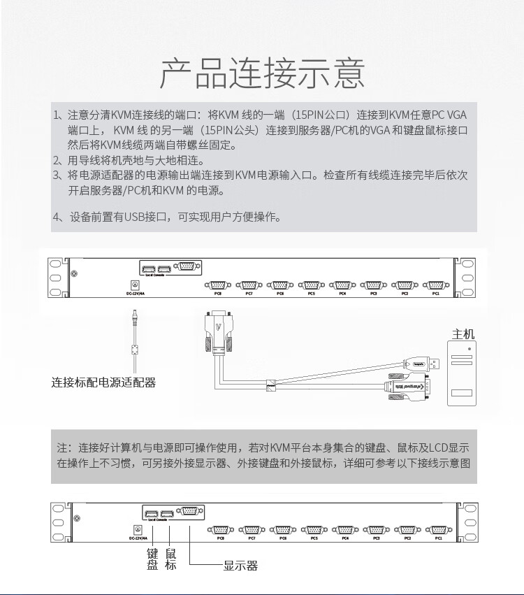 胜为（shengwei）KVM切换器8口 带19英寸LCD显示器配VGA接口线 8进1出电脑转换器键盘鼠标共享 KS-2908LCD