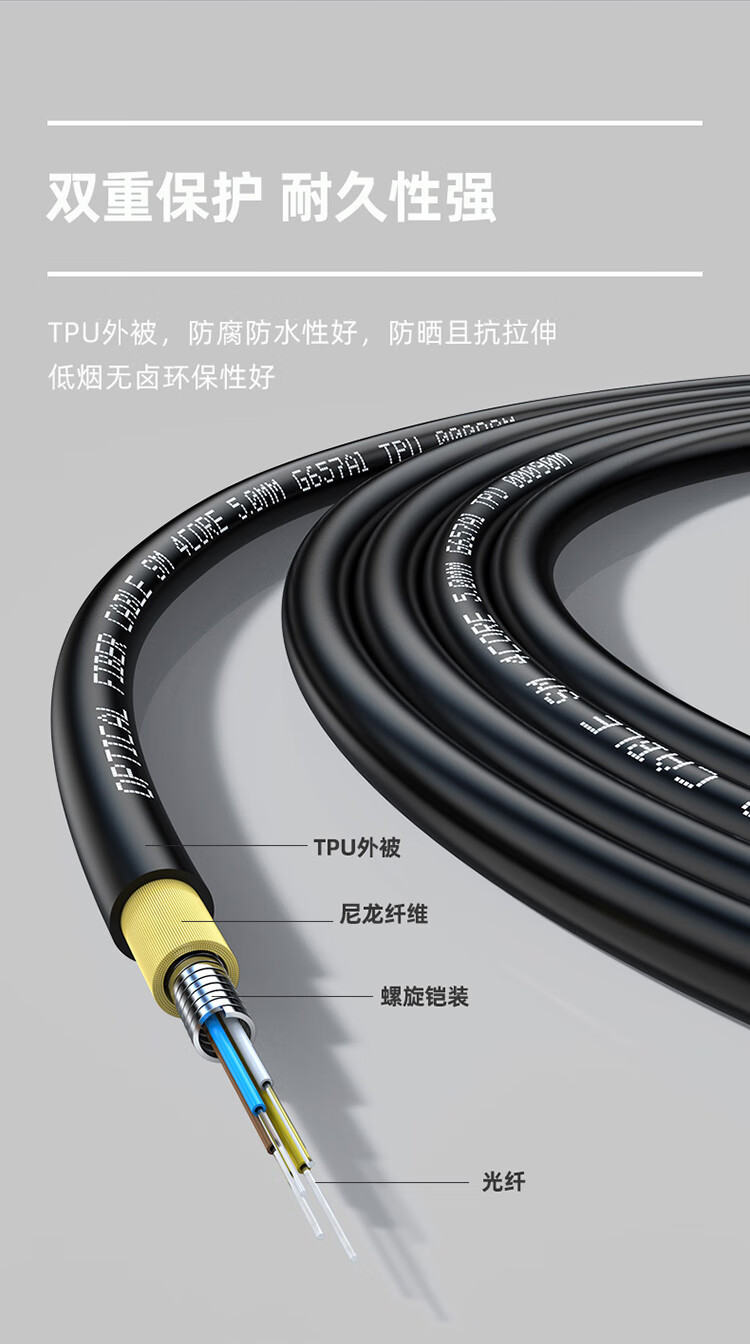 胜为（shengwei）LC-LC六芯野战光缆手提式铠装直径5.0防水野外应急拉练抢修光缆100米 BJK0056X