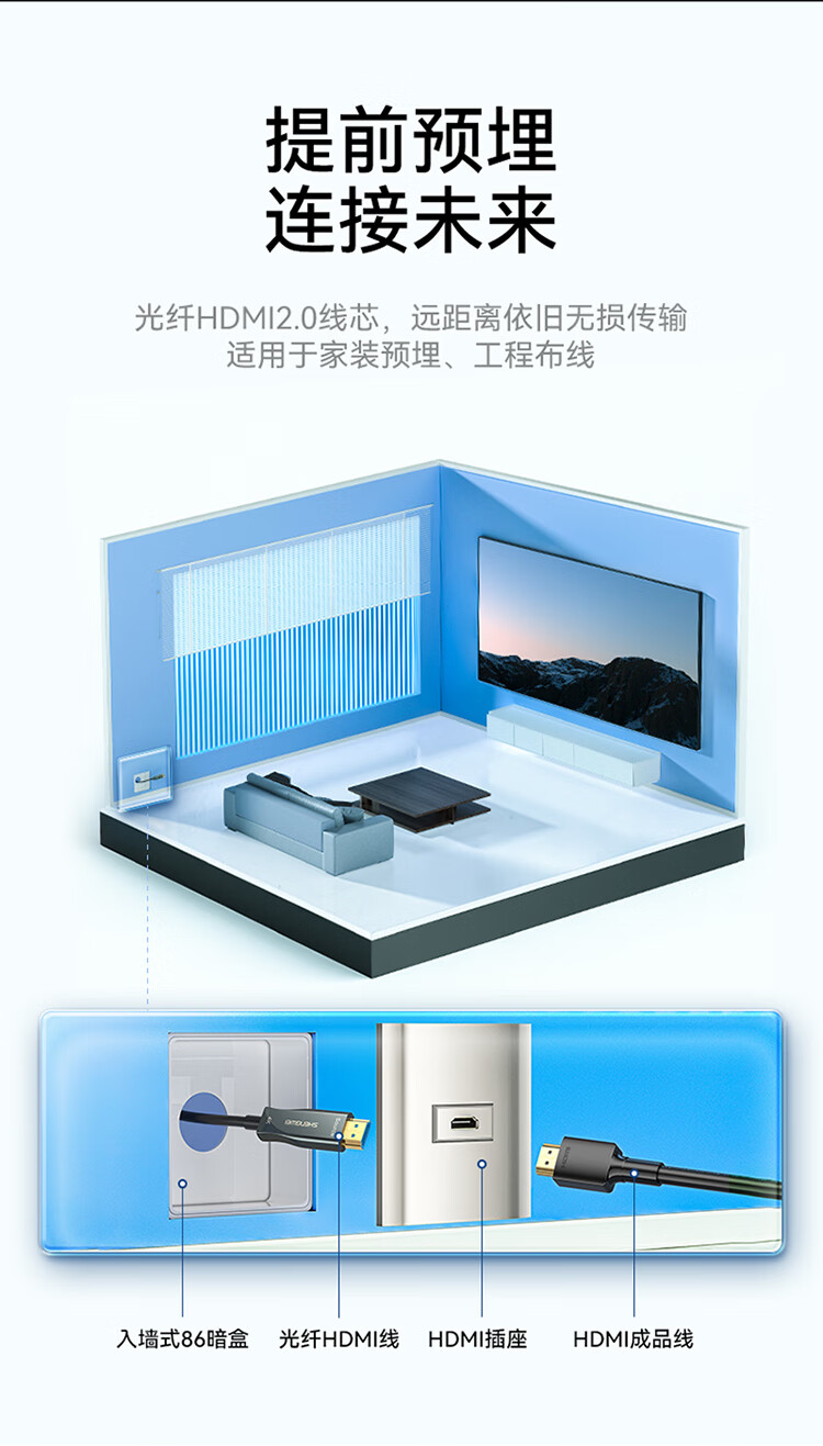 胜为（shengwei）光纤HDMI线2.0版4K高清线发烧工程级 电脑电视投影仪家庭影院3D视频连接线 10米 FHC-2010