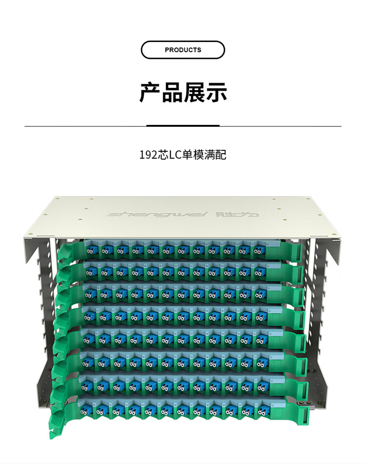 胜为（shengwei）192芯/口光纤配线架/子框/单元体 LC单模配含尾纤法兰推拉式光纤机架式终端盒 ODF-1192L-S