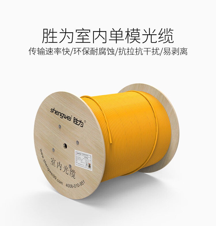 胜为（shengwei）2芯单模室内光纤光缆 9/125 GJFJV/GJFJH 100米束状软光缆 SM-IH-12C-9
