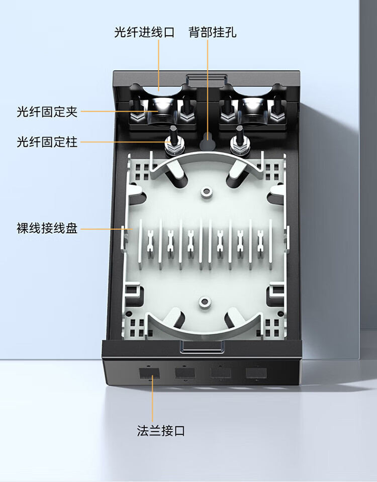 胜为（shengwei）4口方口空盒适用于SC/LC接口通用熔接盘不含尾纤及法兰光缆出线盒 FBM-104KF