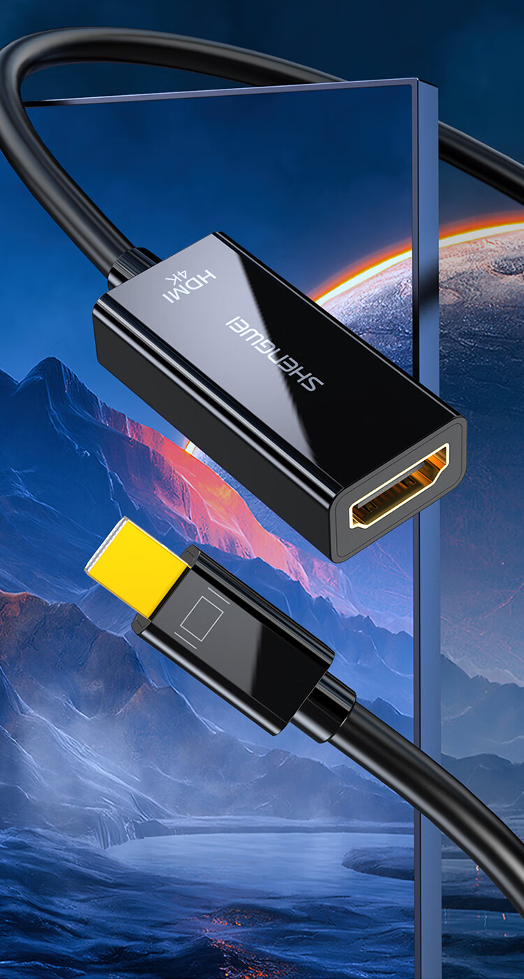 胜为（shengwei）Mini DP转HDMI转换器 高清雷电接口转接头 接显示器投影仪4K 迷你DP黑 MN-2004