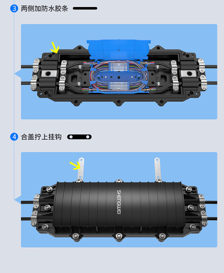胜为（shengwei）光纤接续包 大D二进二出24芯-144芯熔纤盒 ABS材质架空防水地埋型接头包 CB-2-144