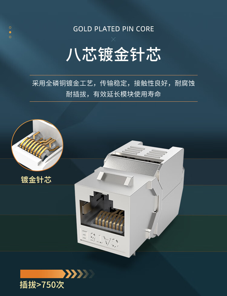 胜为（shengwei）超五类免打直插带屏蔽网络模块8P8C CAT5E网络布线 RJ45插座连接头直通头WNDF5001