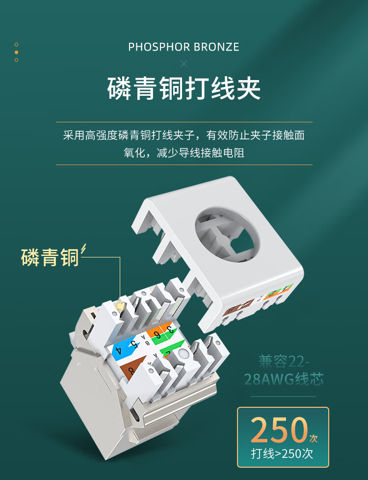 胜为（shengwei）超五类免打直插带屏蔽网络模块8P8C CAT5E网络布线 RJ45插座连接头直通头WNDF5001
