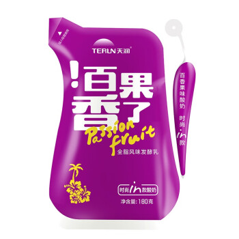 天润（TERUN）新疆低温浓缩 风味调制乳冰袋冷藏 百香果酸奶 180g*12袋