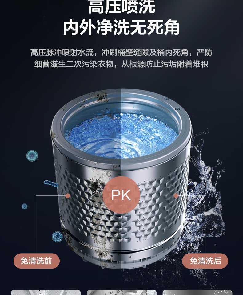 Midea 美的波轮洗衣机全自动 5.5公斤 迷你洗衣机一键桶自洁品质电机不锈钢内桶 MB55V30