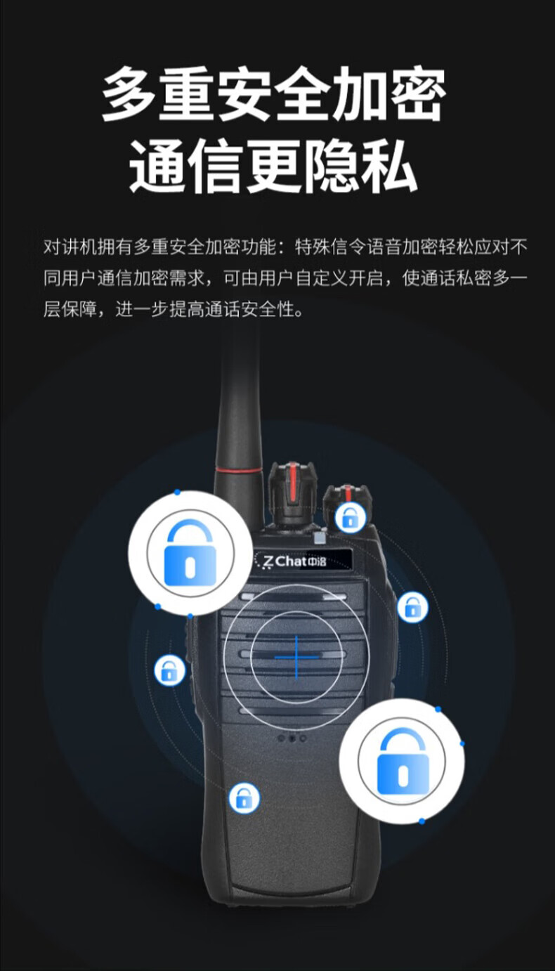 中洽（zchat）ZEK520P 对讲机 国产全自主 大功率远距离长待机 抗干扰无线手台