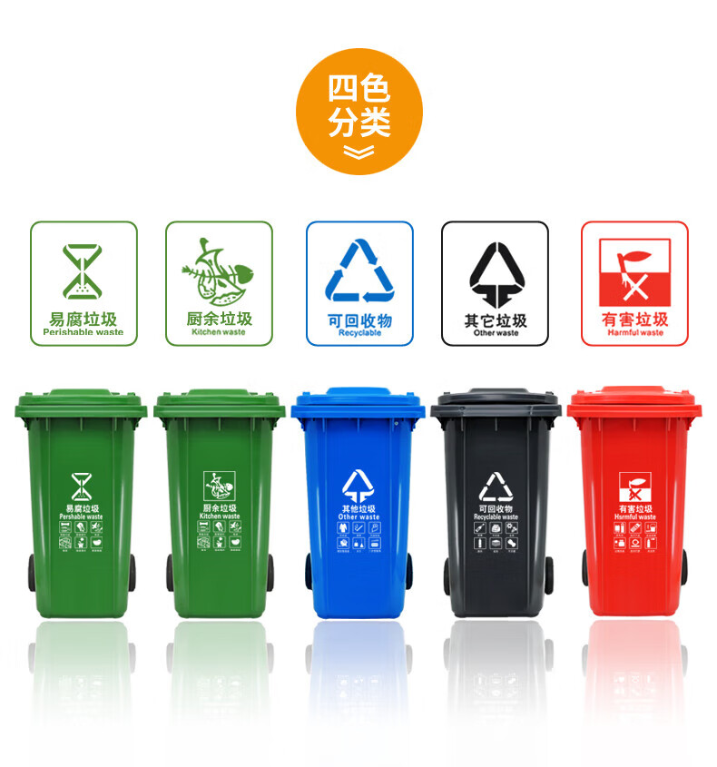 兰诗（LAUTEE）LJT2218大号物业环卫垃圾桶绿色240L（厨余垃圾）2个装