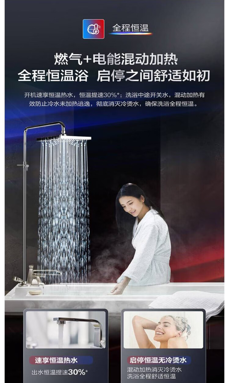 海尔（Haier）JSQ31-16YQ7BVU1 强排式13升燃气热水器 银色
