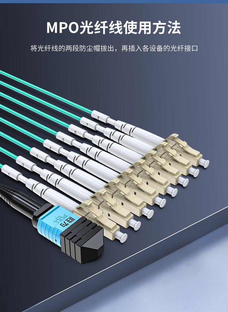 胜为（shengwei）光纤跳线MPO-LC8芯 3米 多模OM4万兆网线40G光模块集束光纤 FMPL-8003