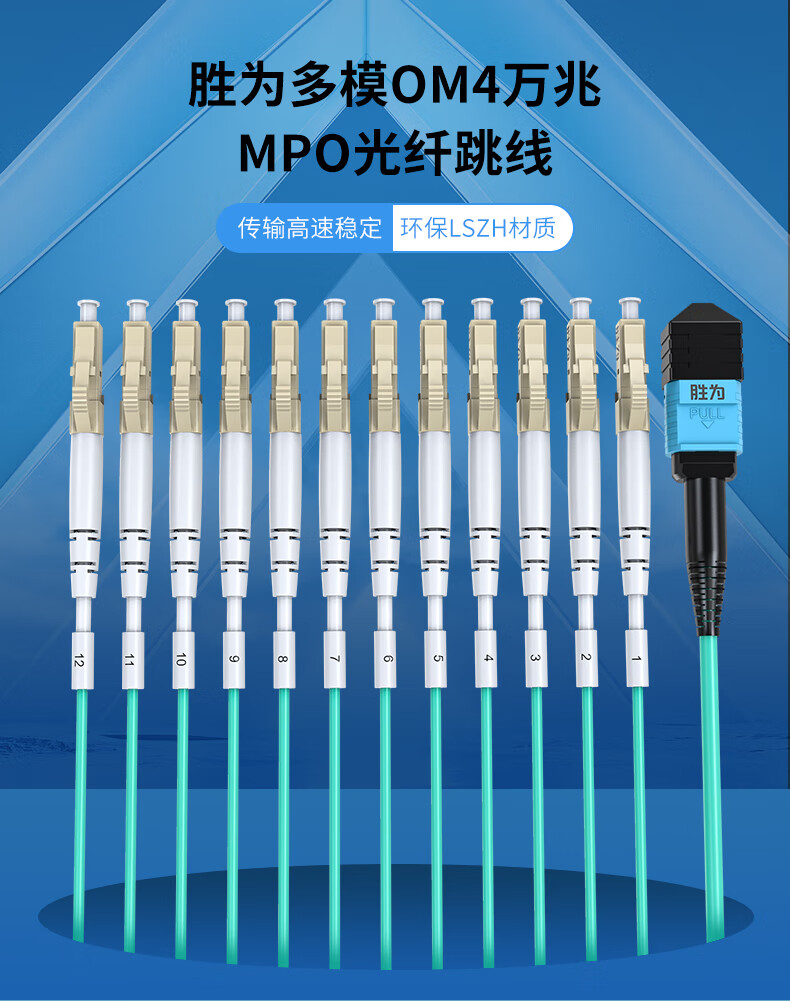 胜为（shengwei）光纤跳线MPO-LC12芯 25米 多模OM4万兆网线40G光模块集束光纤 FMPL-1225