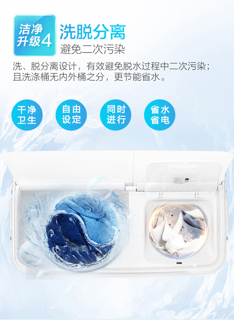 海尔（Haier）12公斤半自动双缸洗衣机超大容量喷淋漂洗脱水平衡双桶出租房老式波轮12kg 家用商用 XPB120-958S