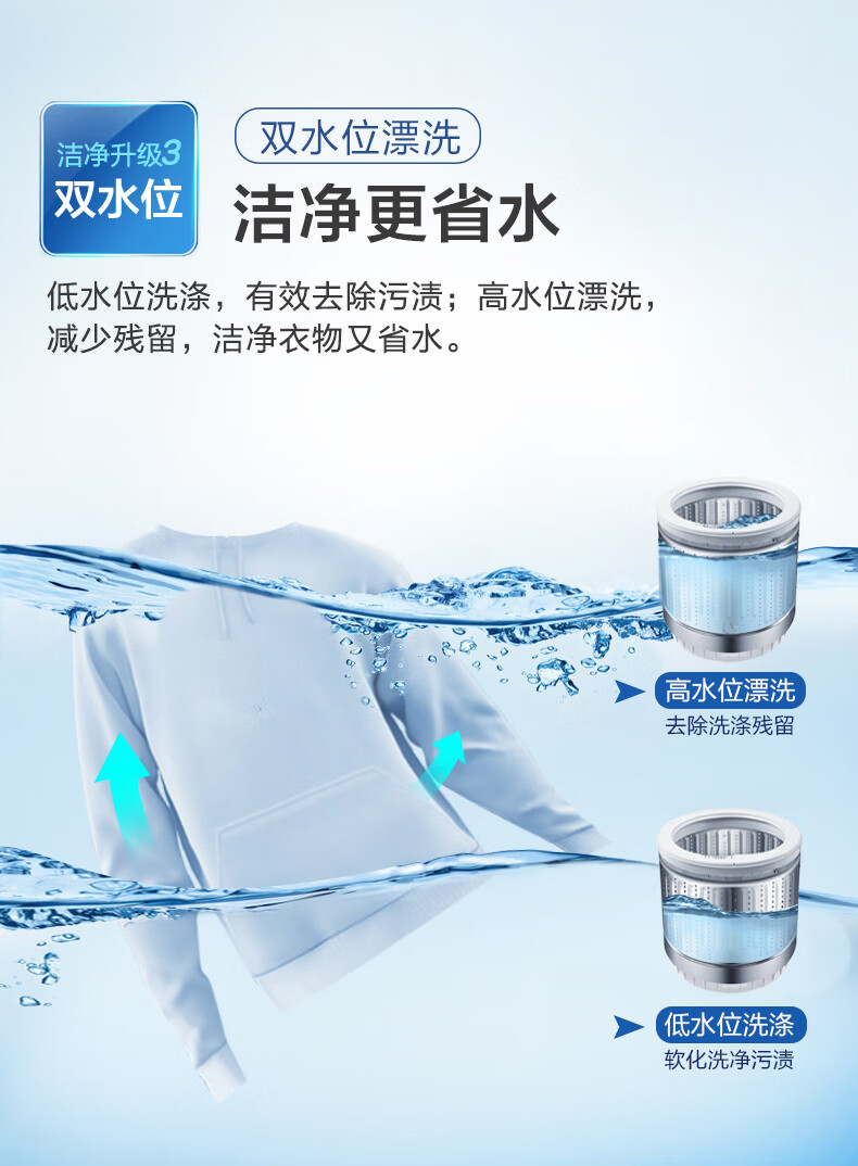海尔（Haier）XQB80-M1269G 波轮洗衣机 8公斤全自动双水位漂甩二合一桶自洁智能称重