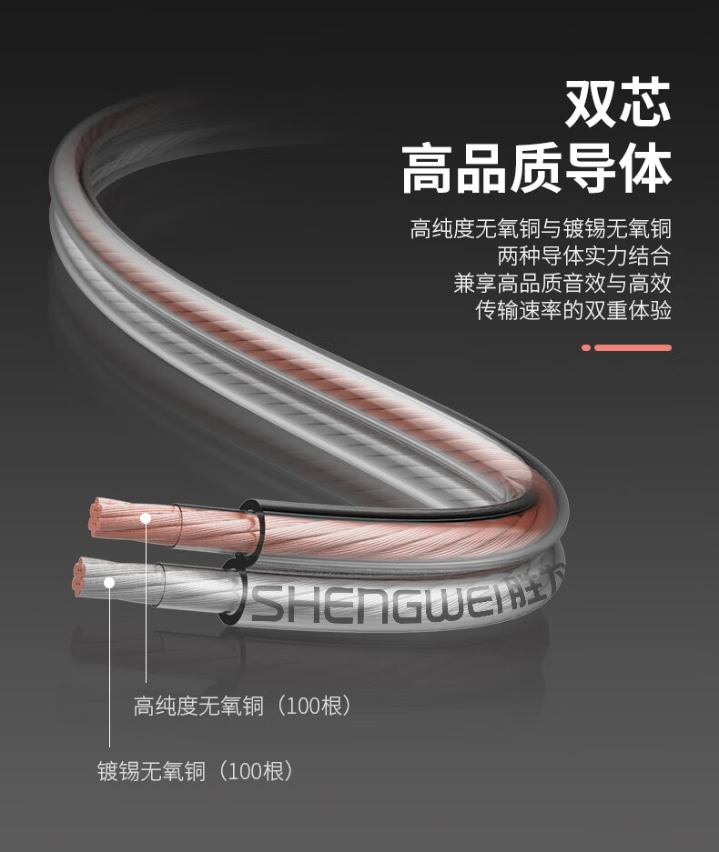 胜为（shengwei）发烧级纯铜音箱线 2*100芯音响线喇叭线音频线 25米功放车载连接线 HIFI线材 AEC-1025