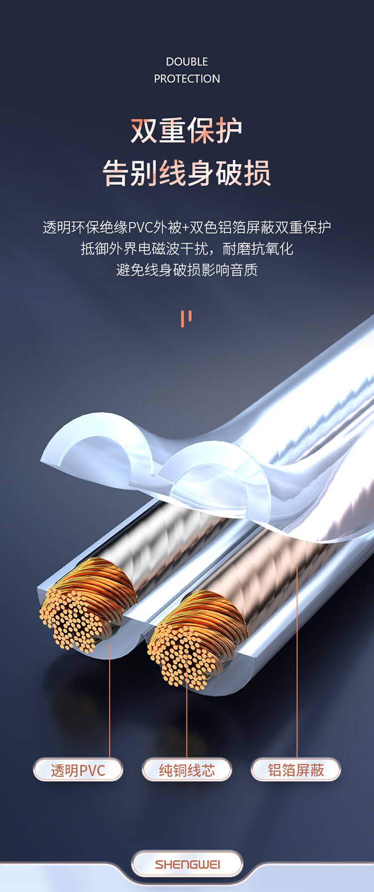 胜为（shengwei）发烧级音箱线 音频线 音响线 喇叭线功放车载线增强型屏蔽抗干扰纯铜100芯50米CYX1050A