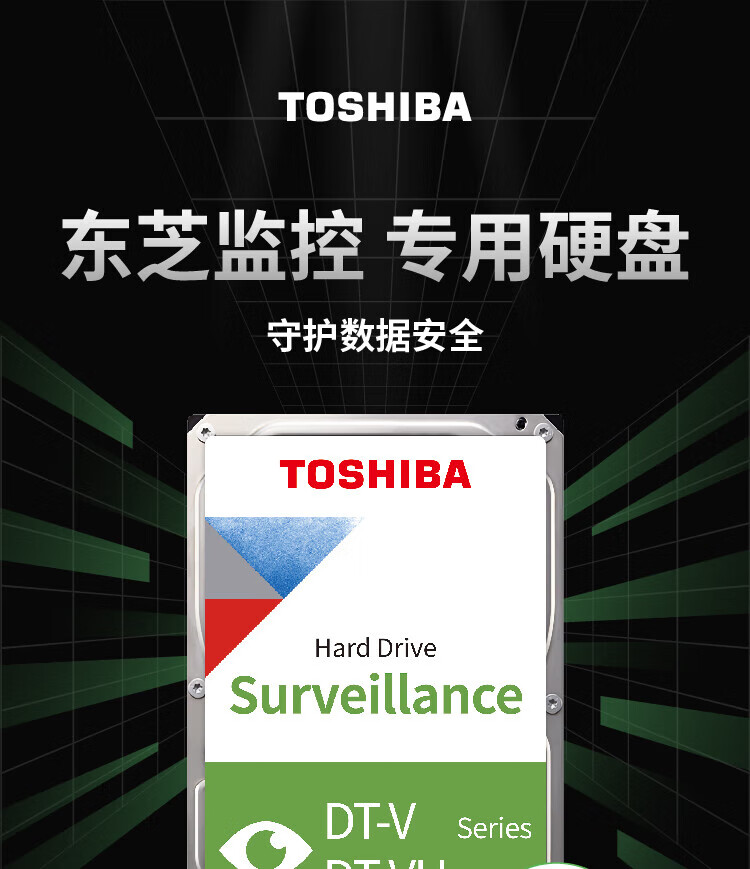 东芝（TOSHIBA）监控专用硬盘 安防影音 机械硬盘 SATA接口 3.5英寸 2TB【5400转】DT02ABA200V