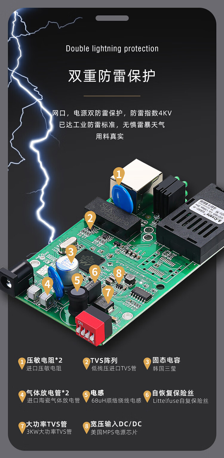 胜为（shengwei）工程电信级光纤收发器 单模双纤光电转换器 SC接口千兆自适应光纤收发器25KM FC-212