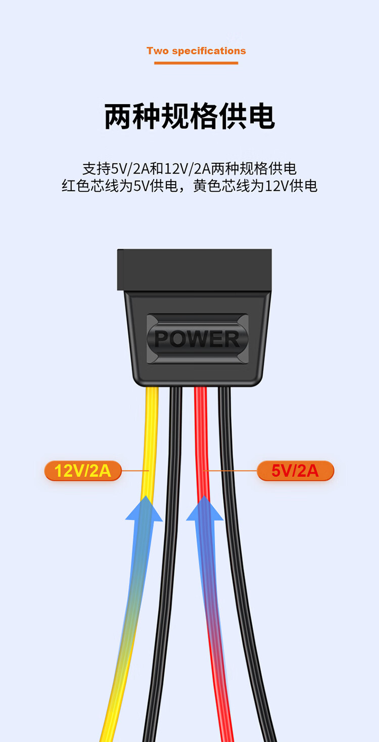 胜为（shengwei）SATA 硬盘光驱供电线 双通道串口电源线大4Pin转15Pin一分一延长线0.2米 SPC-102 3个装