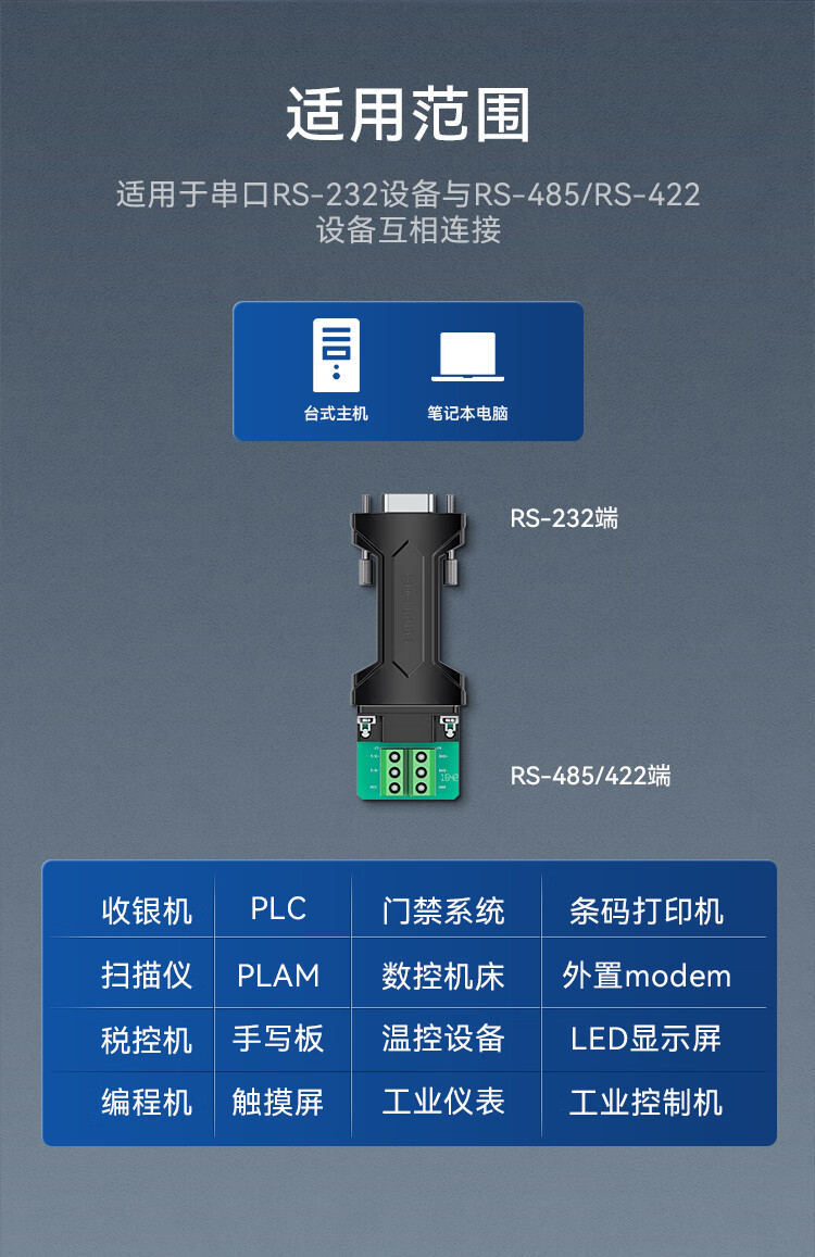 胜为（shengwei）RS232转RS485/RS422转换器 工程级串口通信协议转换器工业级无源转换器 DRS2125G
