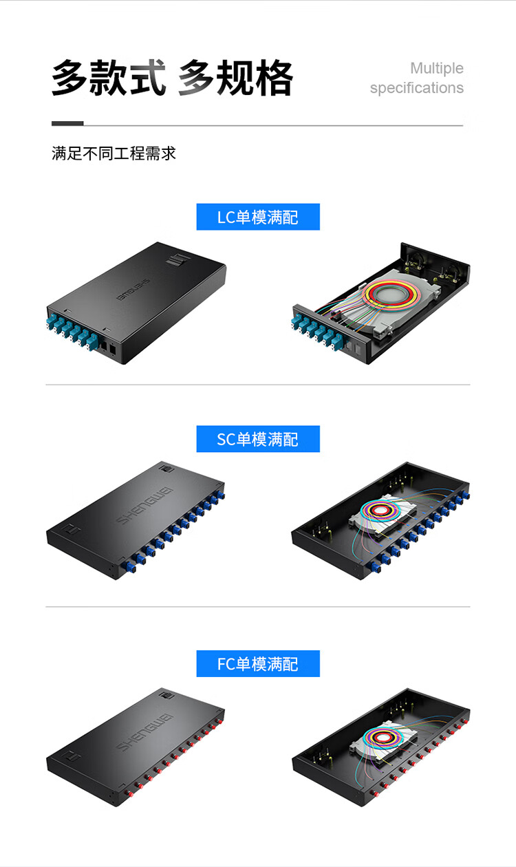 胜为（shengwei）光纤终端盒 SC12口单模9/125满配尾纤光缆熔接盒SC/FC/LC光纤续接盘配线架FBO-112S-S