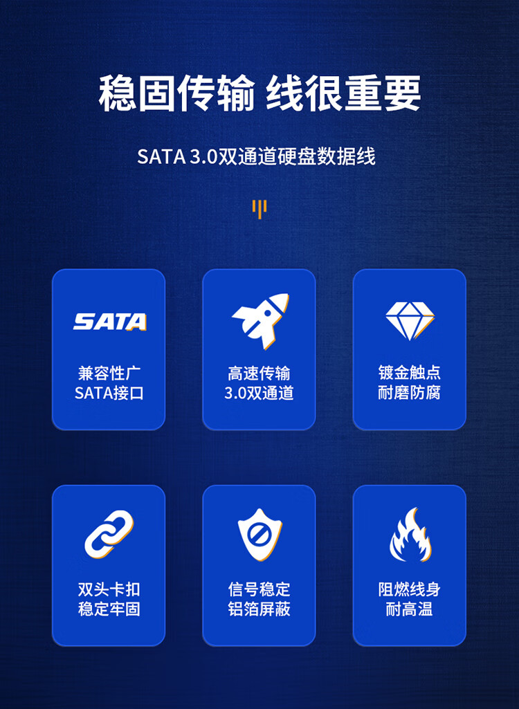 胜为（shengwei）SATA3.0硬盘数据连接线 固态机械硬盘光驱串口线电源双通道屏蔽转换线0.5米SAT-105 3个装