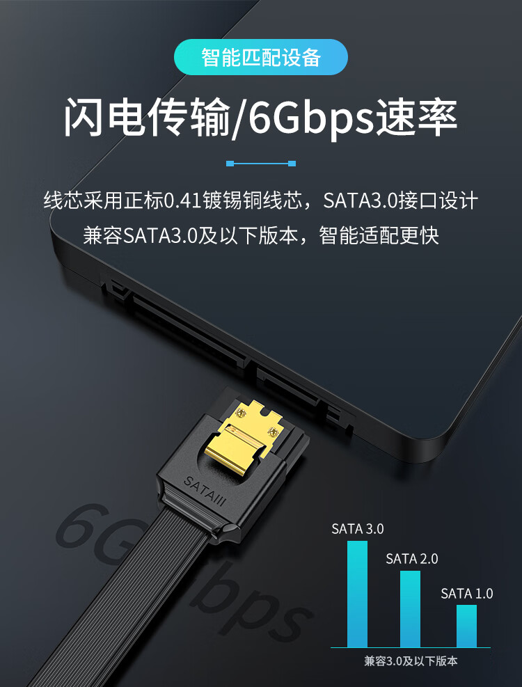 胜为（shengwei）高速SATA3.0硬盘线 固态机械硬盘连接线光驱串口线电源双通道转换线直头0.5米WSAT205G3个装