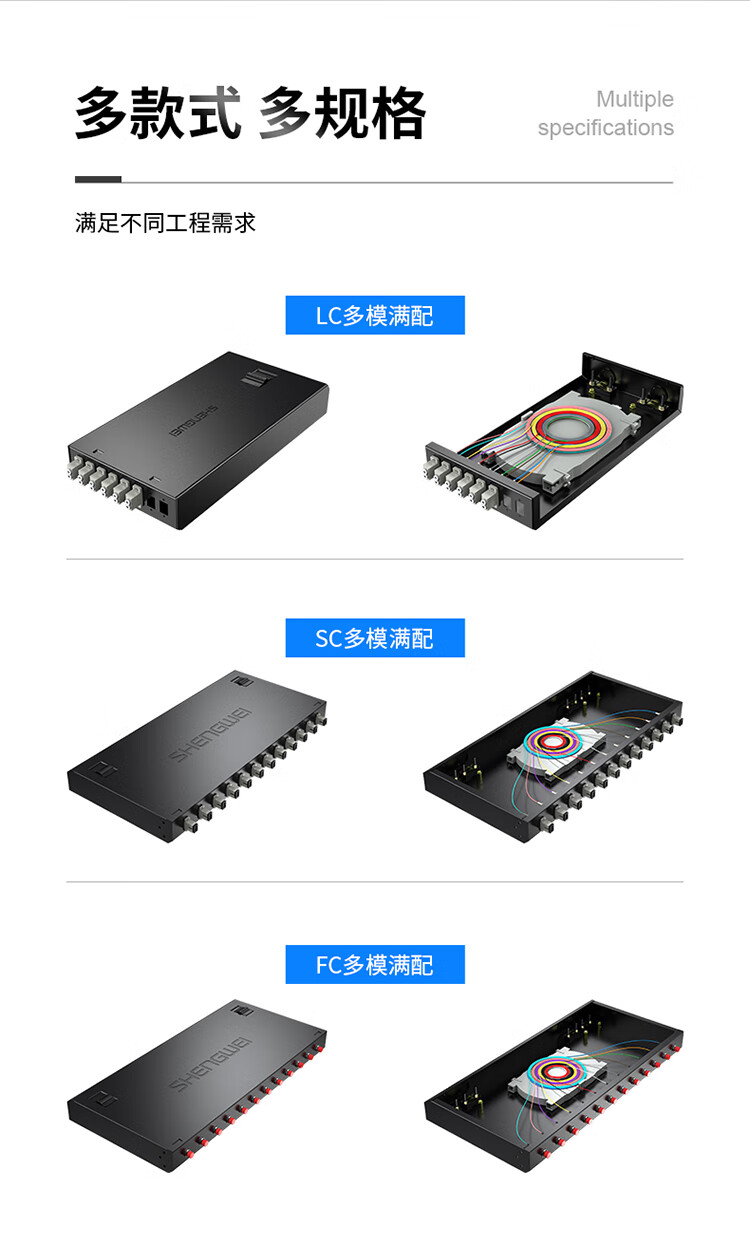 胜为（shengwei）光纤终端盒 SC12口多模62.5/125满配尾纤光缆熔接盒通用光纤续接盘配线架FBO-112S-M