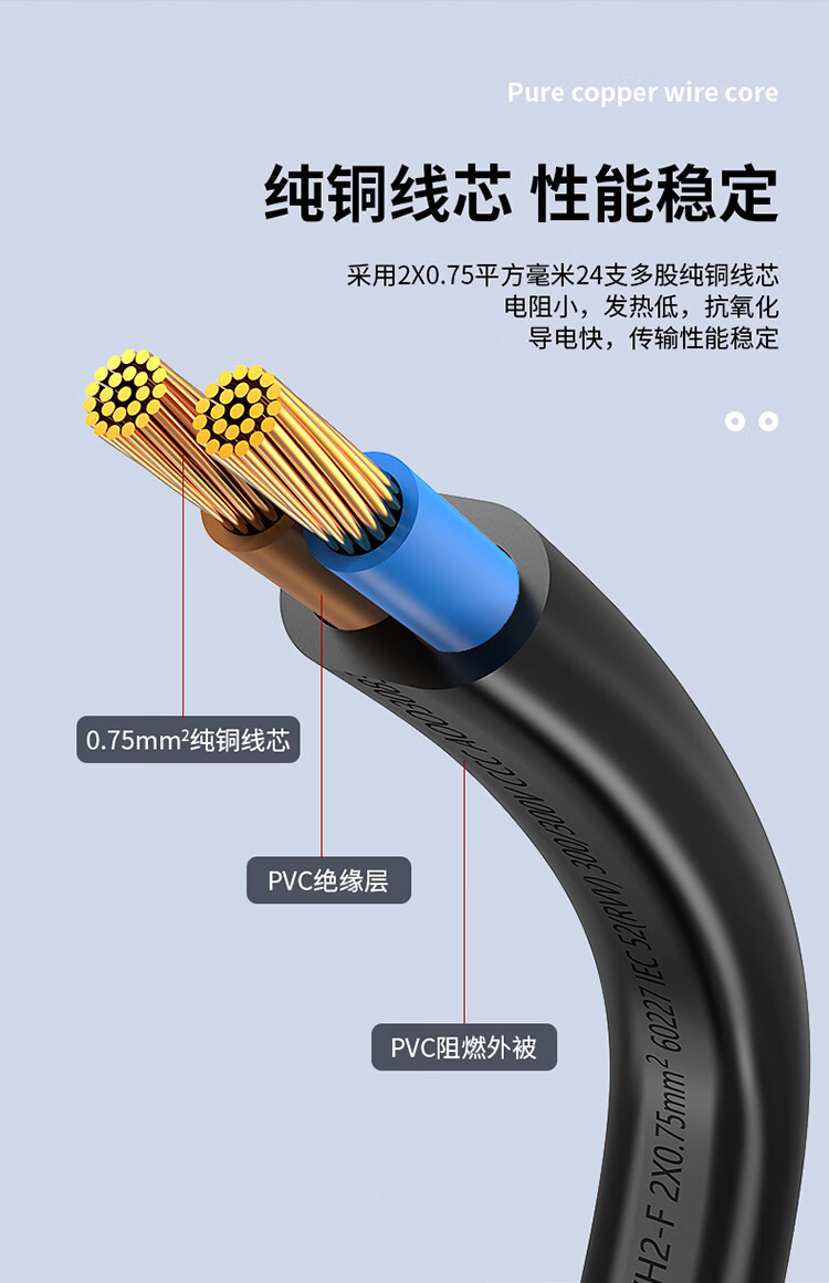 胜为（shengwei）国标两插8字电源线 八字尾双孔适用于笔记本相机台灯音响充电器两孔通用连接线2米 WPC1002G