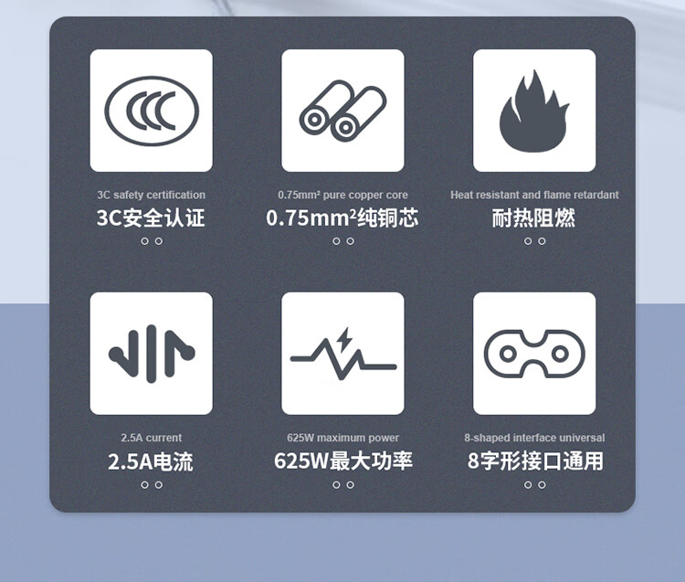 胜为（shengwei）国标两插8字电源线 八字尾双孔适用于笔记本相机台灯音响充电器两孔通用连接线2米 WPC1002G