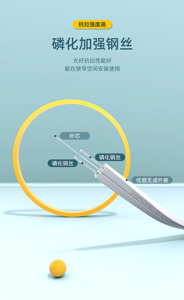SAMZHE 山泽电信级皮线光纤跳线 SC-SC室内单模单芯 1芯2钢丝尾纤低烟无卤 光纤入户线60米TFH12-60B