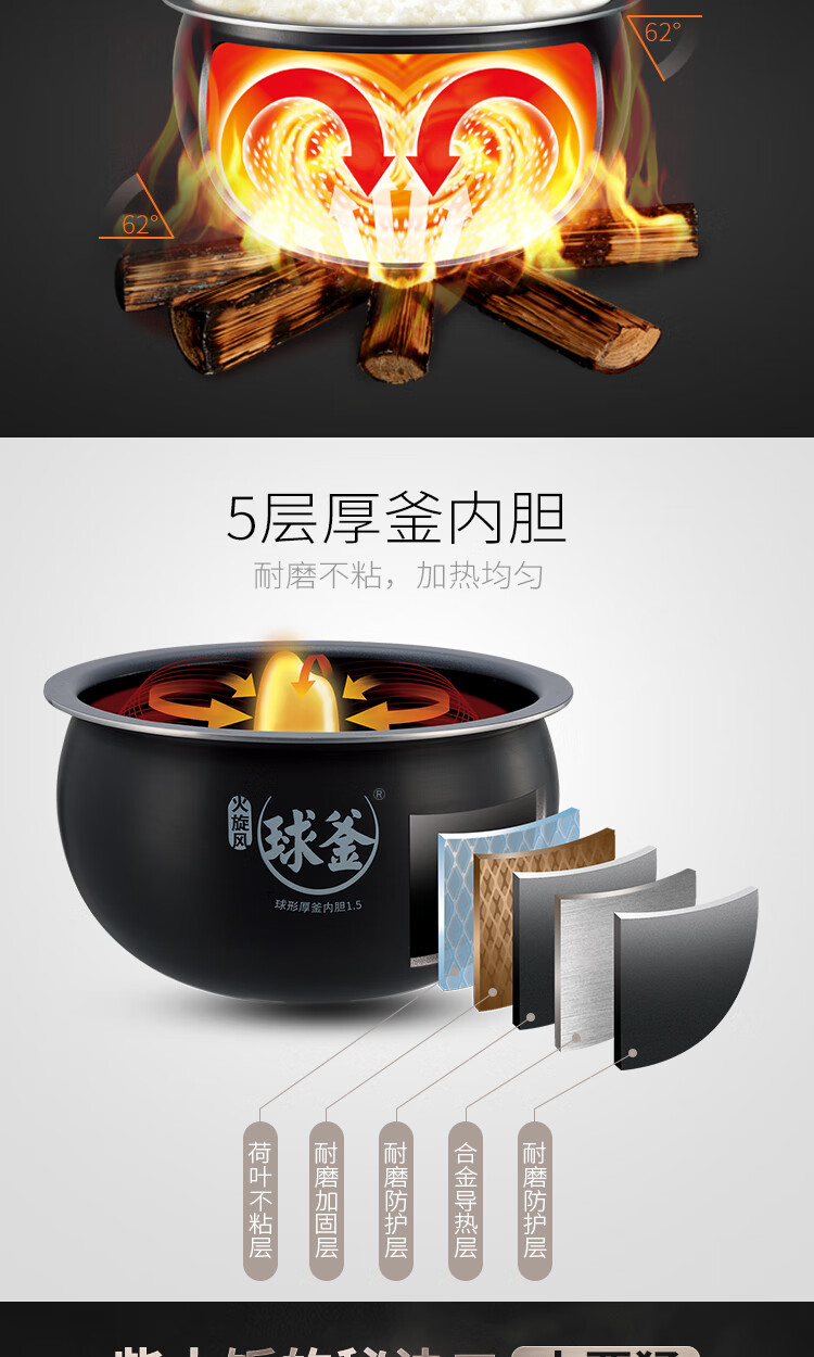 苏泊尔（SUPOR）IH电饭煲球釜IH磁热高效大火力柴火饭煲灵敏触控操作电饭煲 SF40FC69