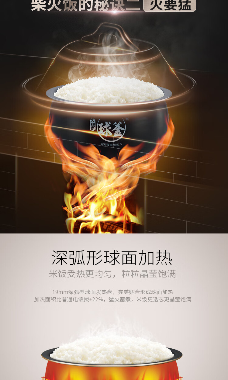 苏泊尔（SUPOR）IH电饭煲球釜IH磁热高效大火力柴火饭煲灵敏触控操作电饭煲 SF40FC69