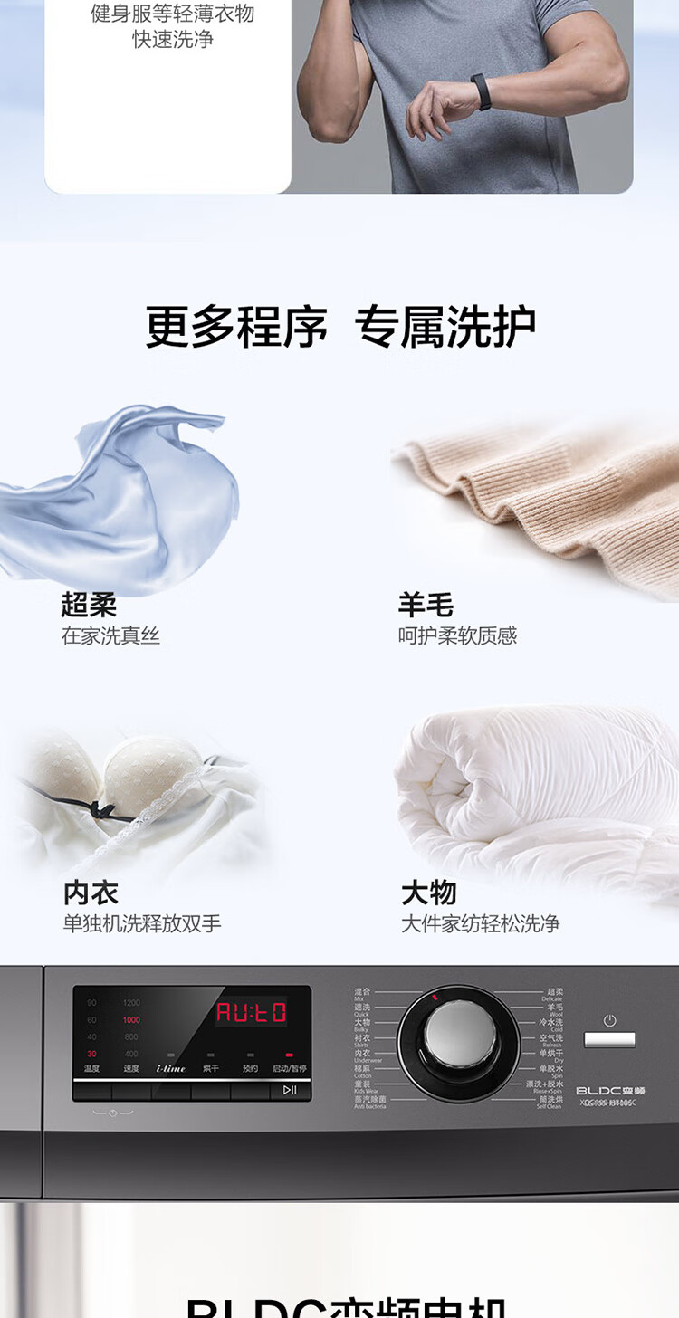 海尔（Haier）滚筒洗衣机全自动变频10公斤家用大容量一级能效高温除菌 BLDC变频+洗烘一体G100108HB12G