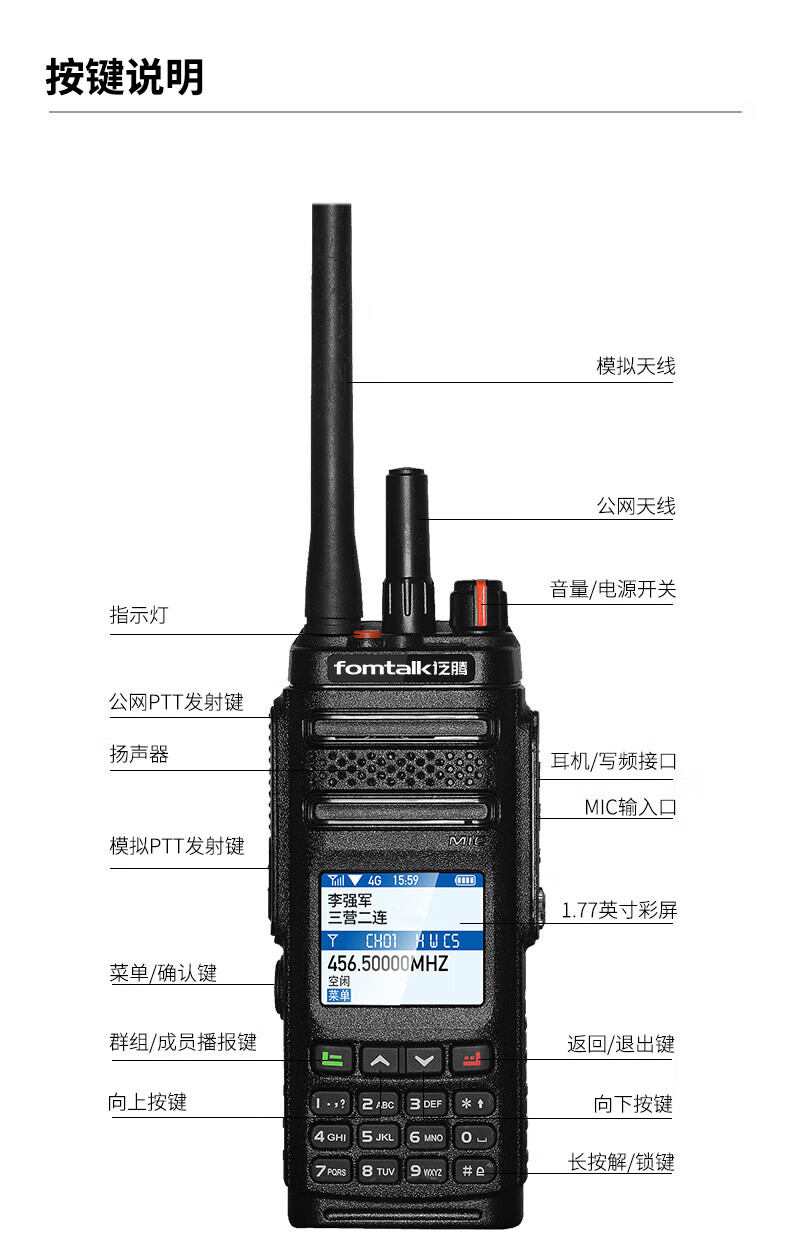 泛腾（fomtalk）POC2800KD 双模公网POC 对讲机 国产全自主 全国通POC 对讲机 5000公里 4G全网通