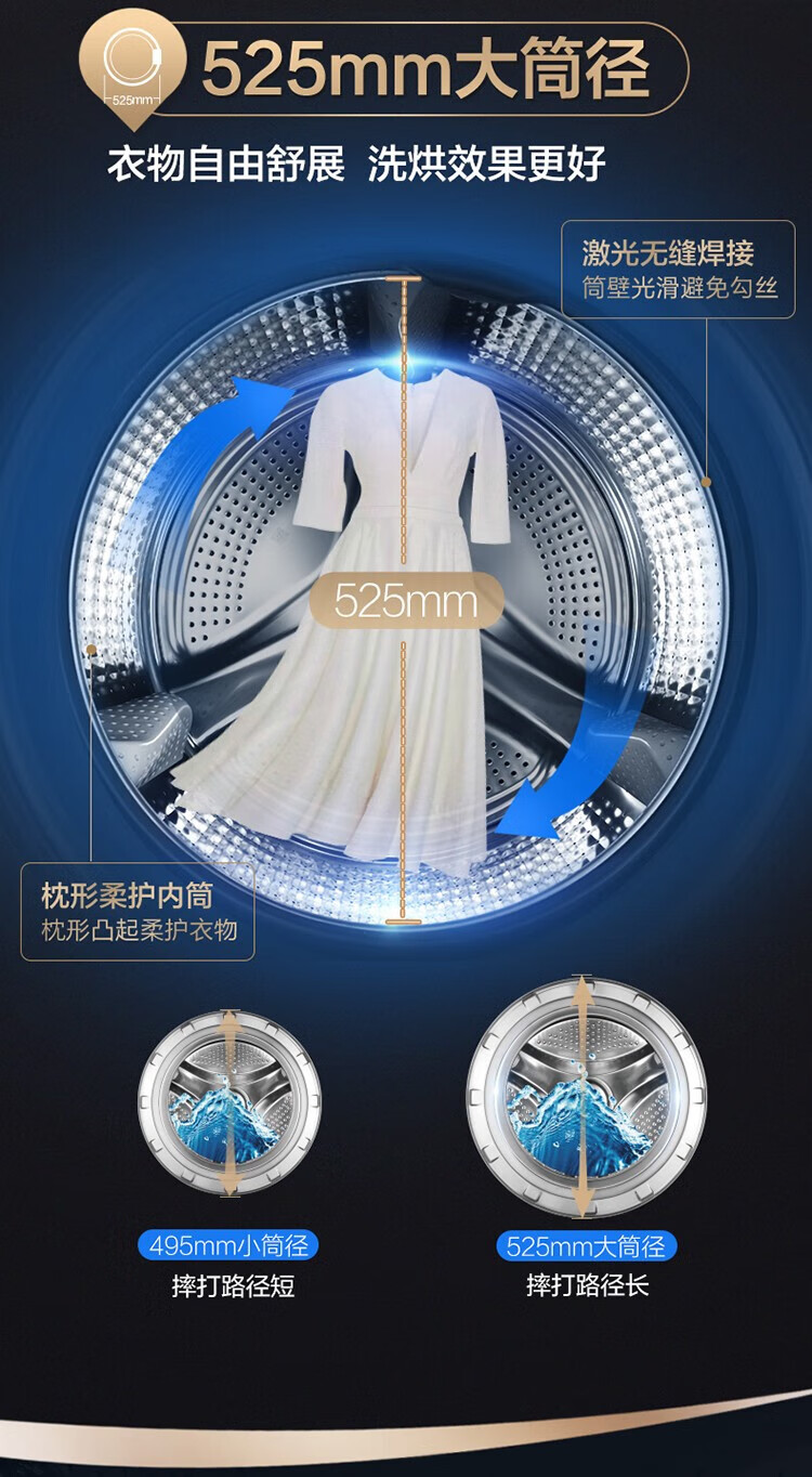 海尔（Haier）FPA直驱洗衣机10公斤晶彩显示屏滚筒家用全自动大容量滚筒除菌智能云熙洗衣机 G100378B14LS