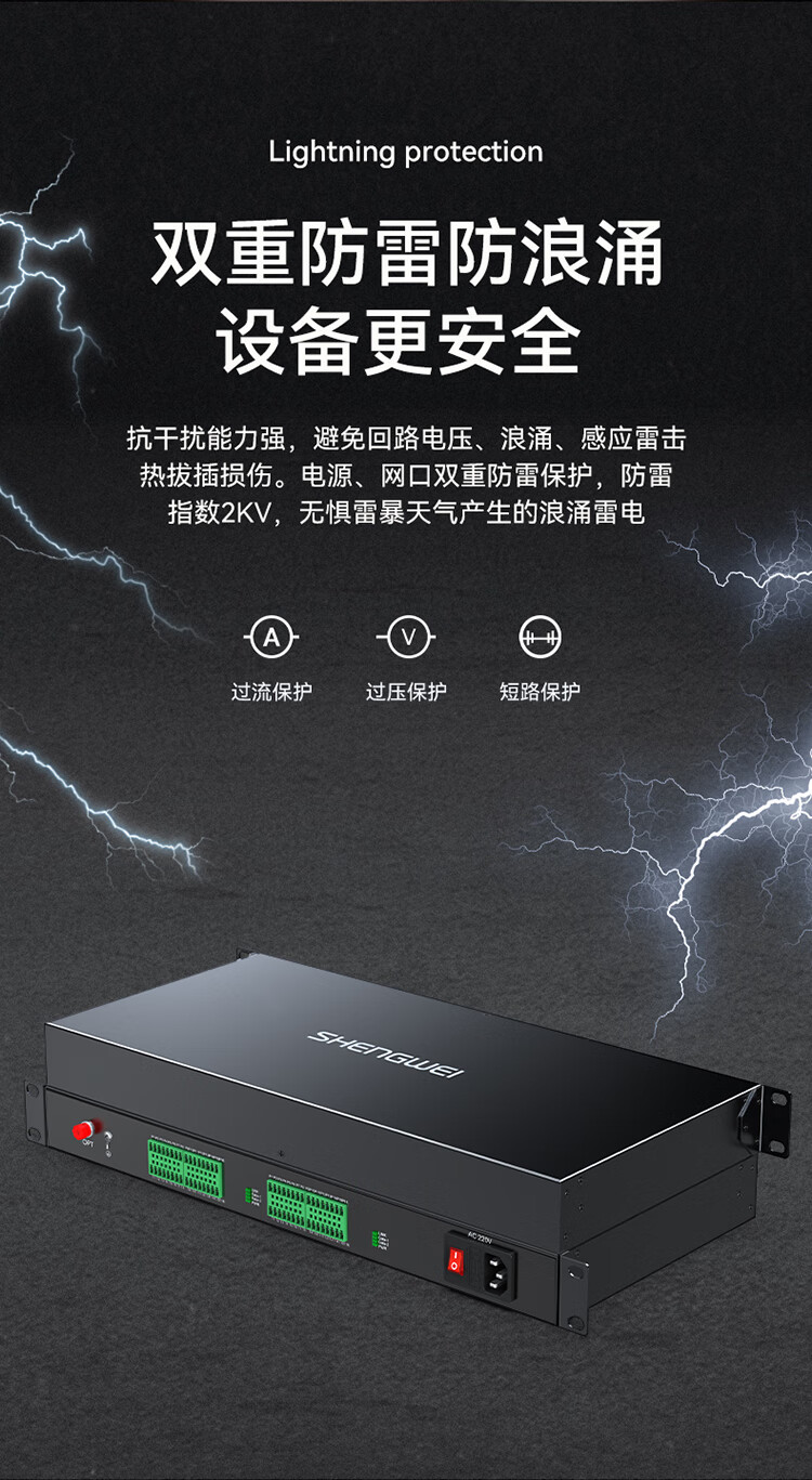 胜为（shengwei）开关量光端机16路双向开关量 转光纤传输延长器烟感信号门禁报警 FC口一对DGDJ16FF