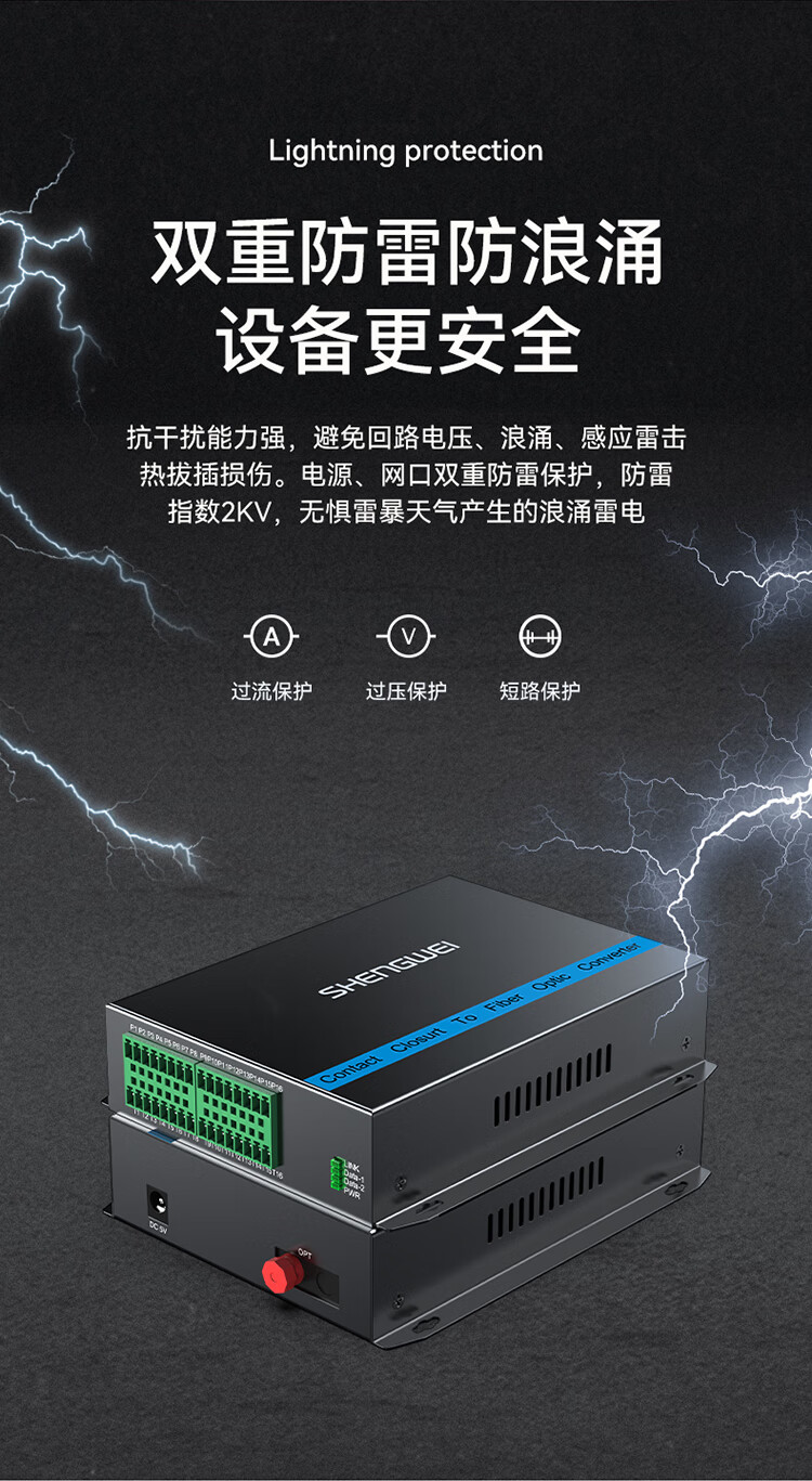 胜为（shengwei）开关量光端机16路单向开关量 转光纤传输延长器 感信号门禁报警 FC口一对DGDJ16F0