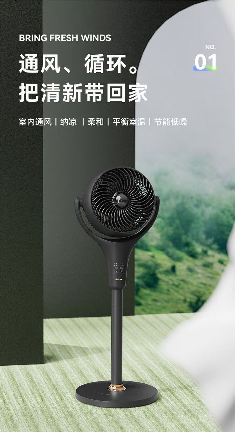 小熊（Bear）电风扇空气循环扇落地扇家用立式遥控循环扇轻音涡轮扇DFS-C38H5