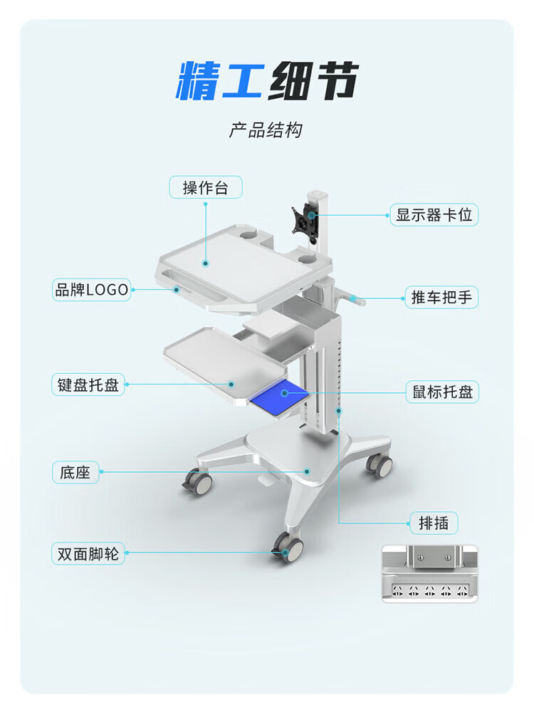 胜为（shengwei）机房运维推车KVM移动操作台工作 电脑显示器键鼠操作工作台一体式移动机房推车DJF0005J