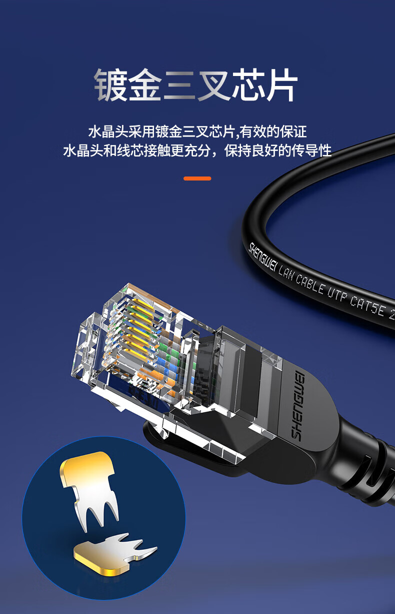 胜为（shengwei）超五类网线百兆Cat5e超5类阻燃连接线成跳线电脑宽带连接线8芯双绞线 1米(WLC1015G) 5个装