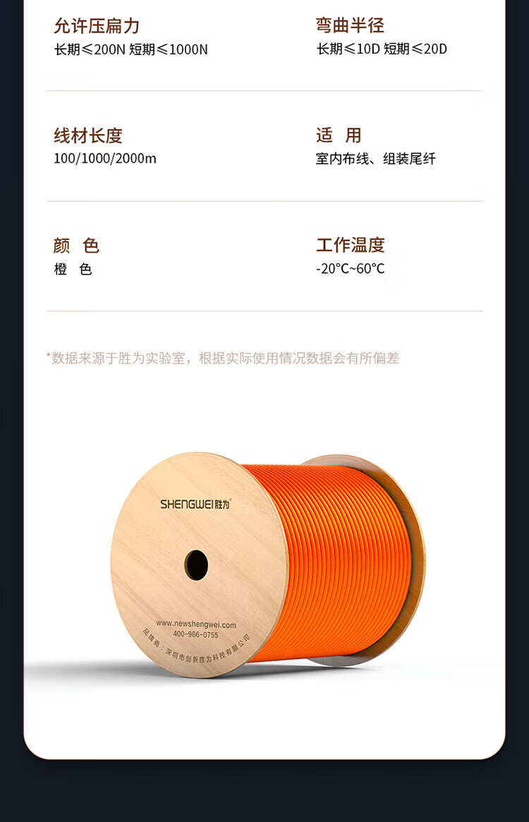 胜为（shengwei）6芯多模室内网线光纤线50/125 GJFJV/GJFJH低烟无卤束状软光缆 2000米BGJV062M