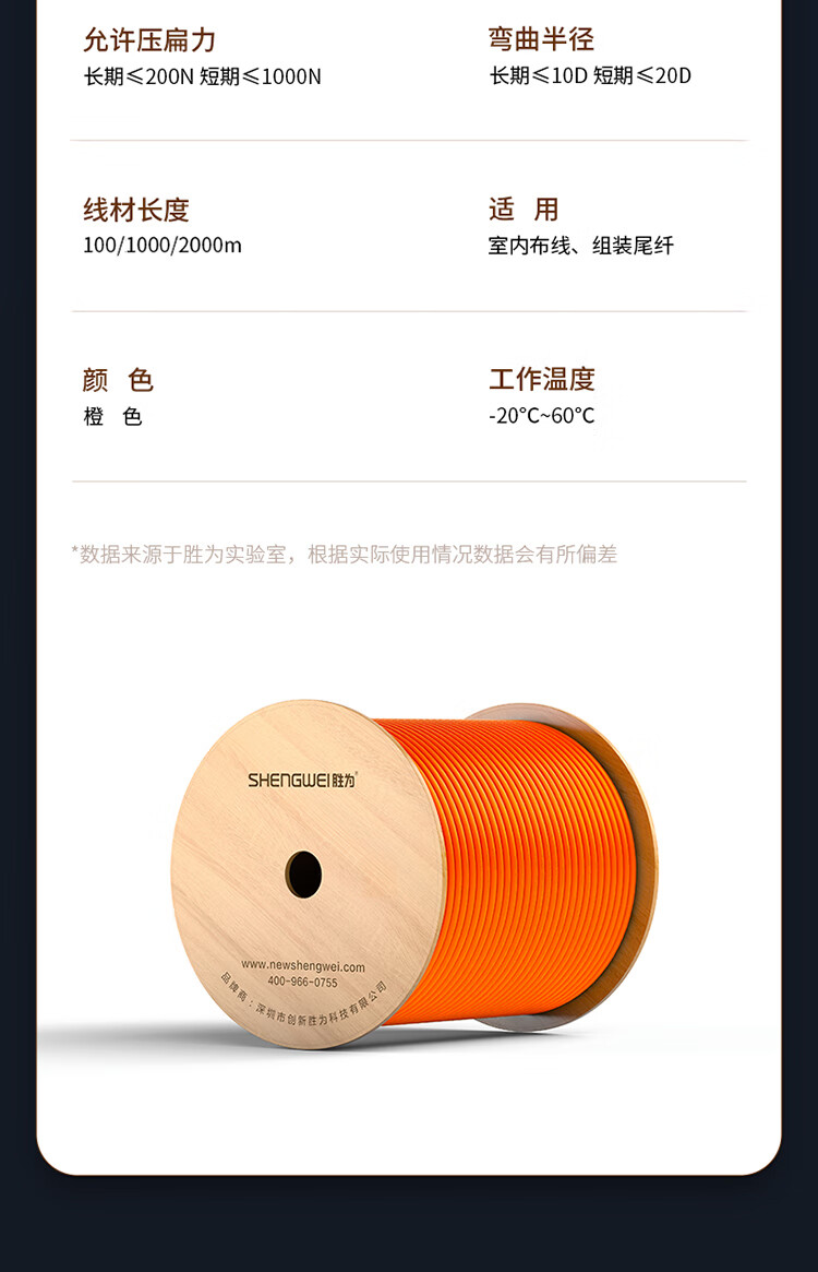 胜为（shengwei）6芯多模室内网线光纤线50/125 GJFJV/GJFJH低烟无卤束状软光缆 1000米BGJV061M
