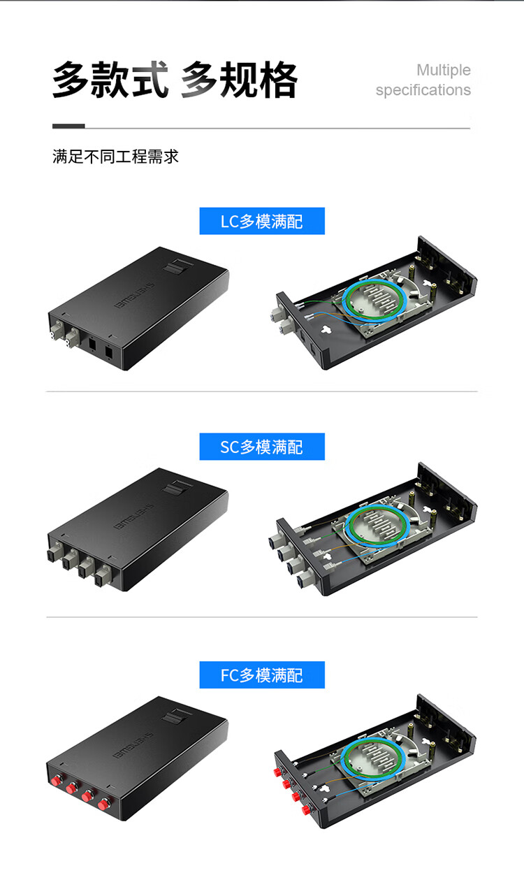 胜为（shengwei）光纤终端盒 SC4口多模62.5/125满配尾纤光缆熔接通用光纤续接盘配线架FBO-104S-M