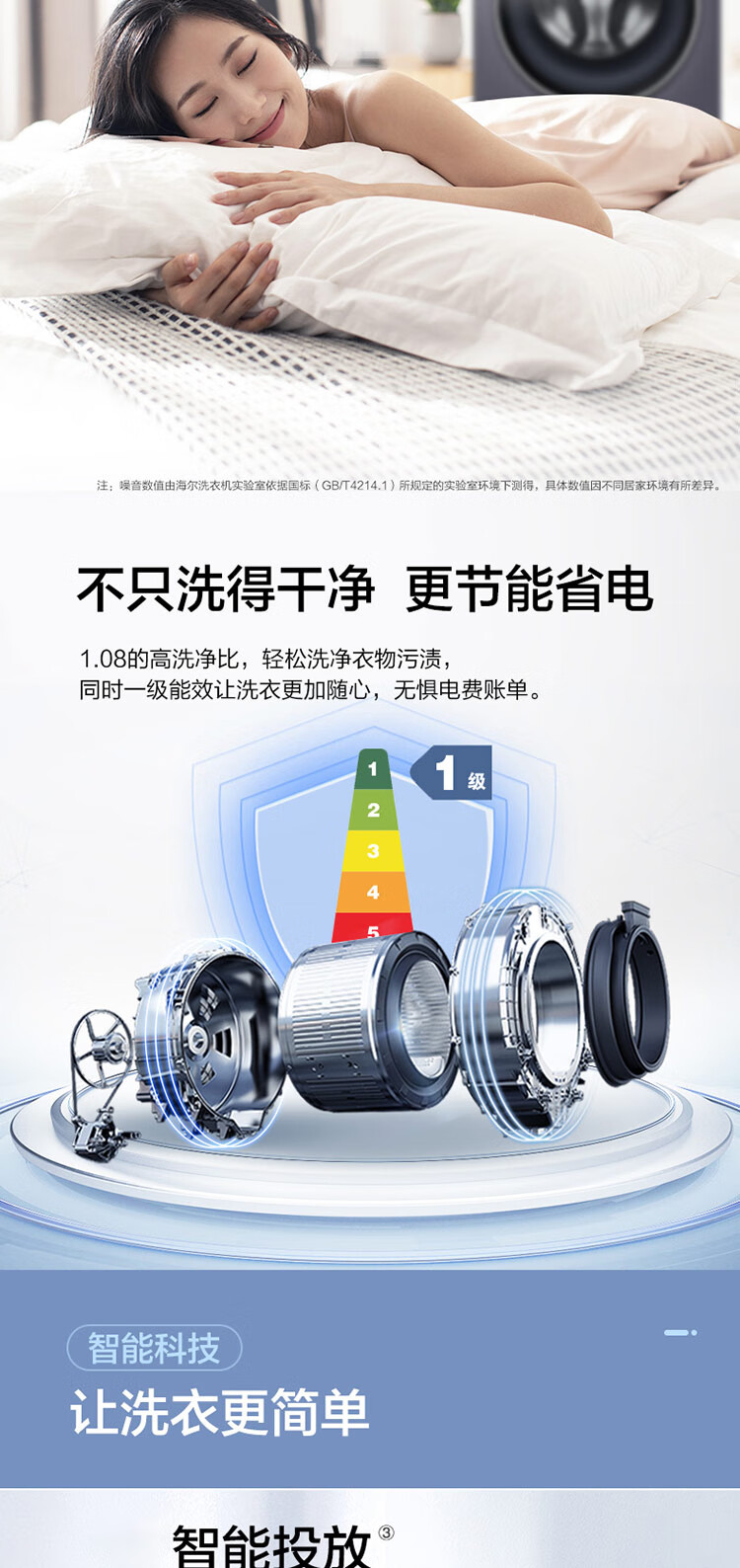 海尔（Haier）洗衣机10公斤滚筒全自动家用变频洗烘干一体机G100208HBD12S