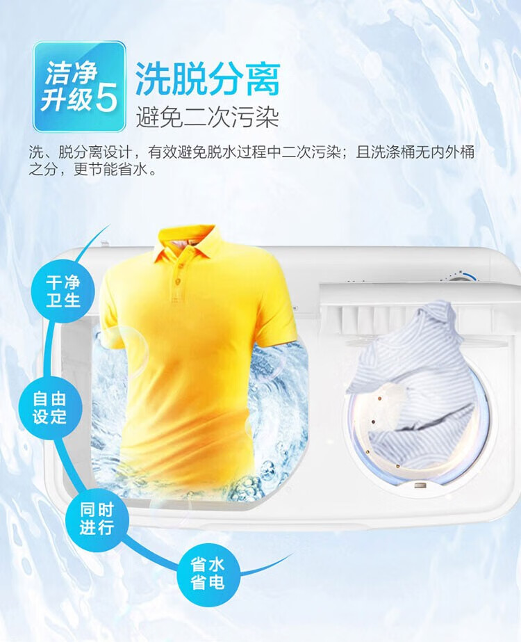 海尔（Haier）12公斤家用超大容量半自动双缸洗衣机脱水强劲波轮双电机喷淋漂洗神螺双桶 XPB120-628S